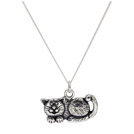 Sterlingsilber Fette Katze Halskette
