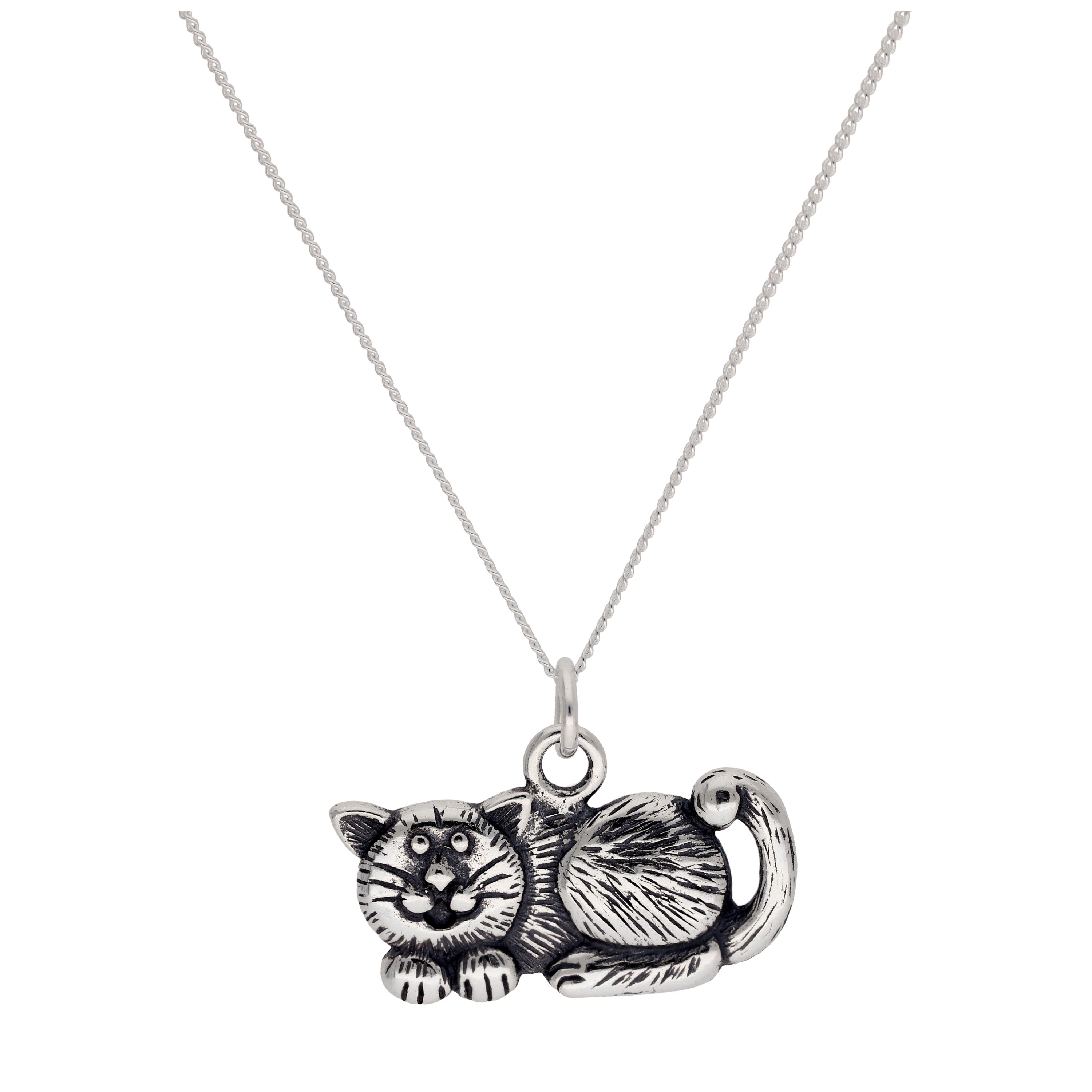 Sterlingsilber Fette Katze Halskette