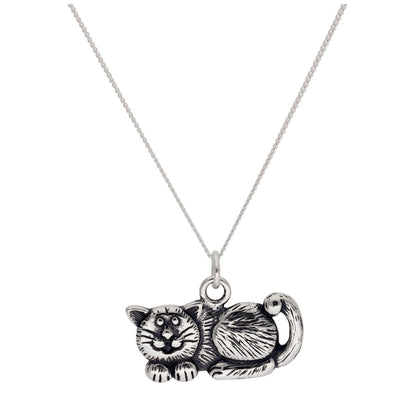 Sterlingsilber Fette Katze Halskette