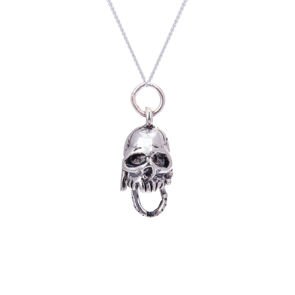 Sterlingsilber Totenkopf mit beweglichem Kiefer Halskette