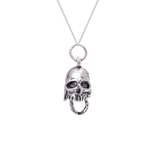 Sterlingsilber Totenkopf mit beweglichem Kiefer Halskette