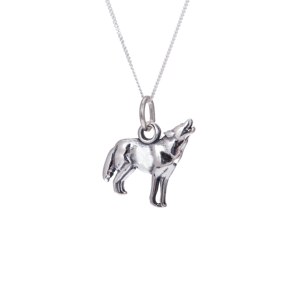 Sterlingsilber Heulender Wolf Halskette