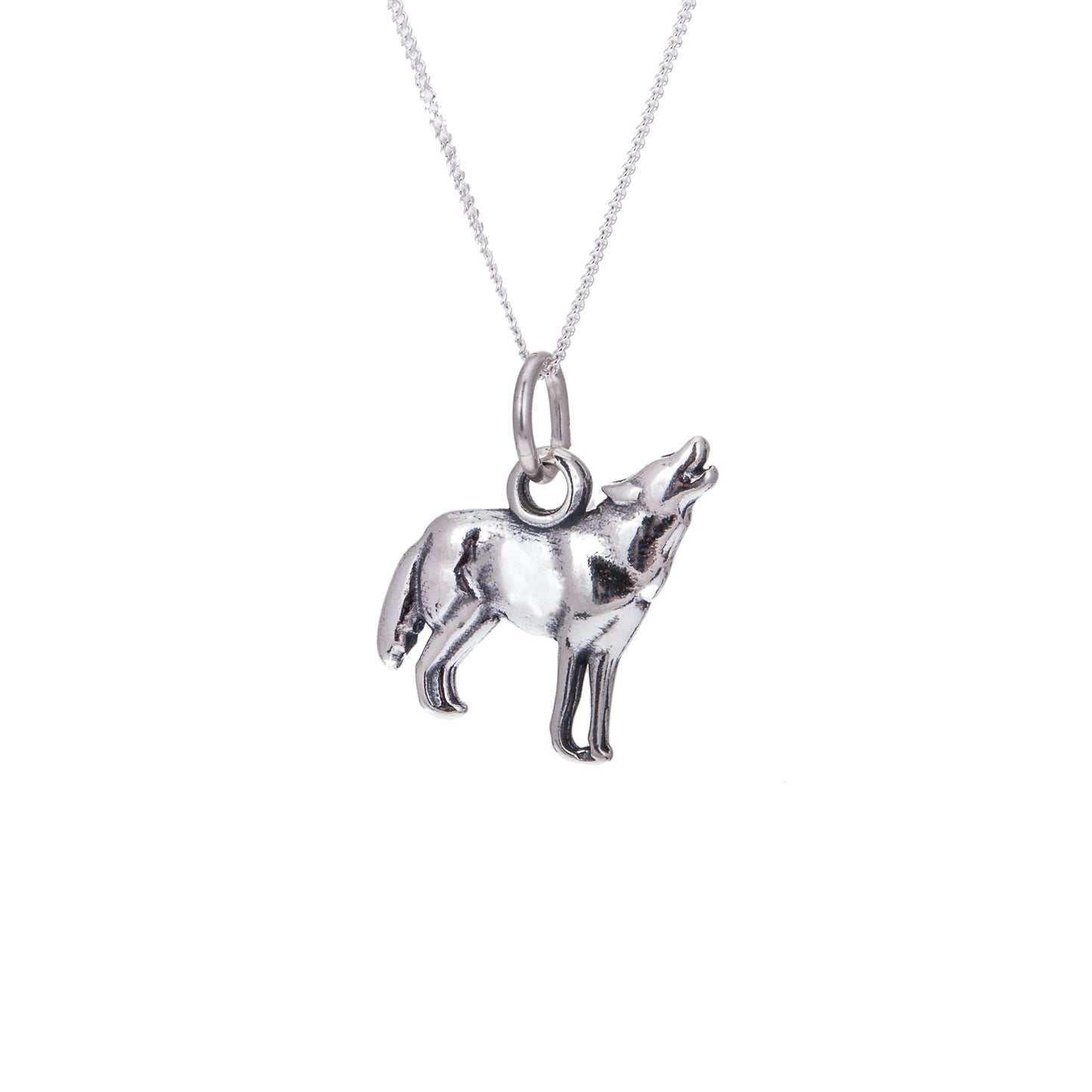 Sterlingsilber Heulender Wolf Halskette