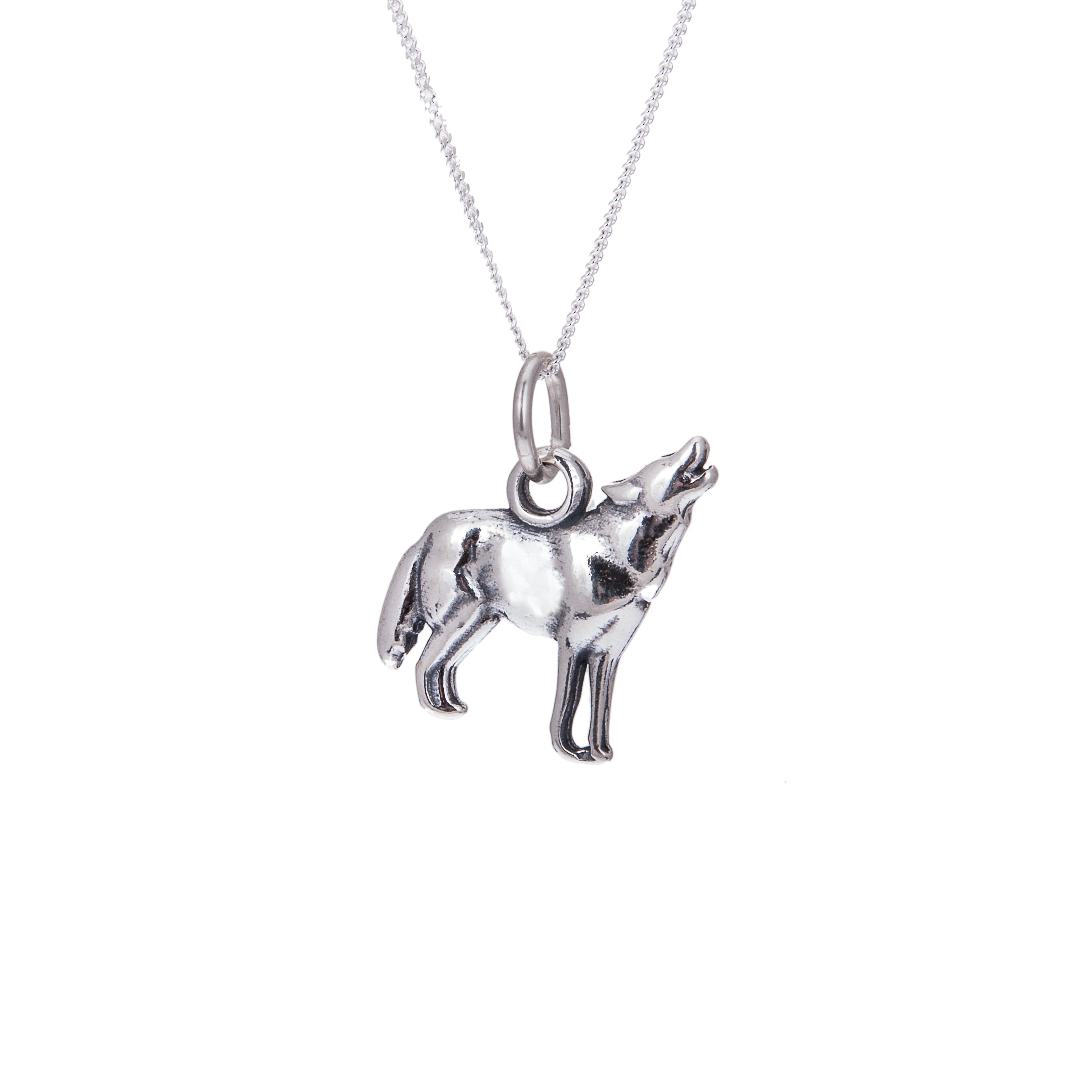 Sterlingsilber Heulender Wolf Halskette