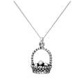 Sterlingsilber Eier in Korb Anhänger an 40,5+5 cm Diamantschliff Kette
