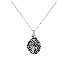 Sterlingsilber Osterei Anhänger an 40,5+5 cm Diamantschliff Kette