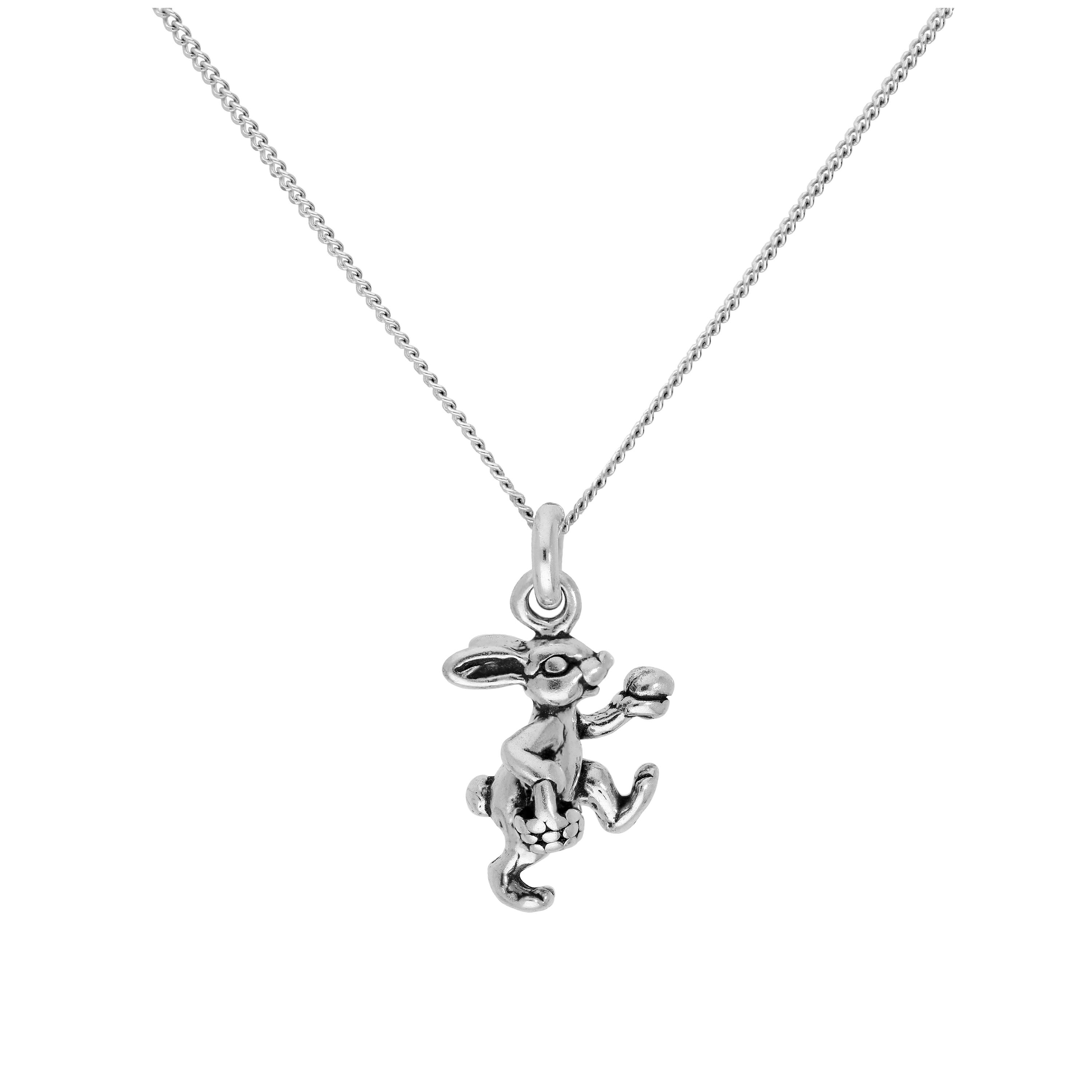 Sterlingsilber Osterhase Anhänger an 40,5+5 cm Diamantschliff Kette