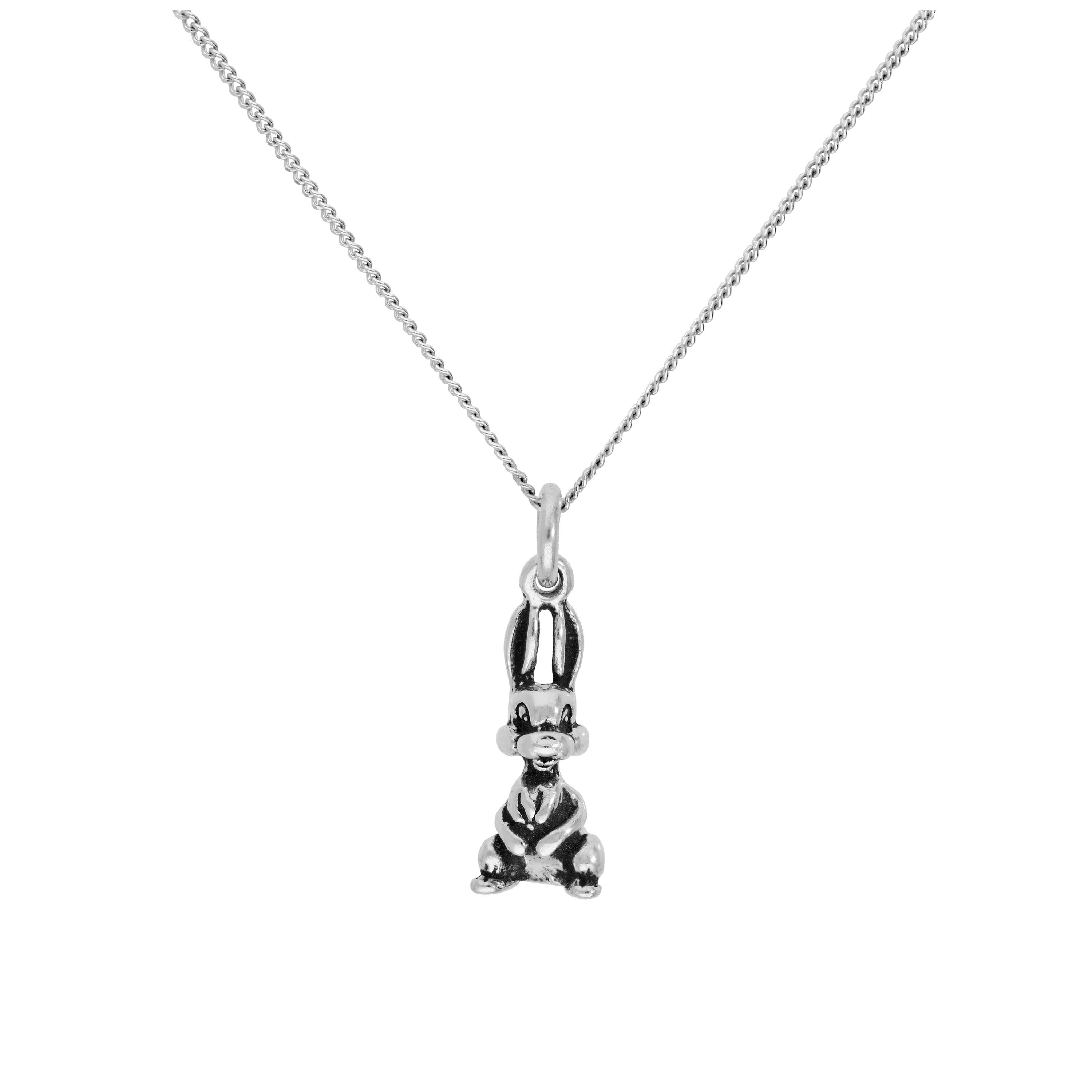 Sterlingsilber Häschen Anhänger an 40,5+5 cm Diamantschliff Kette