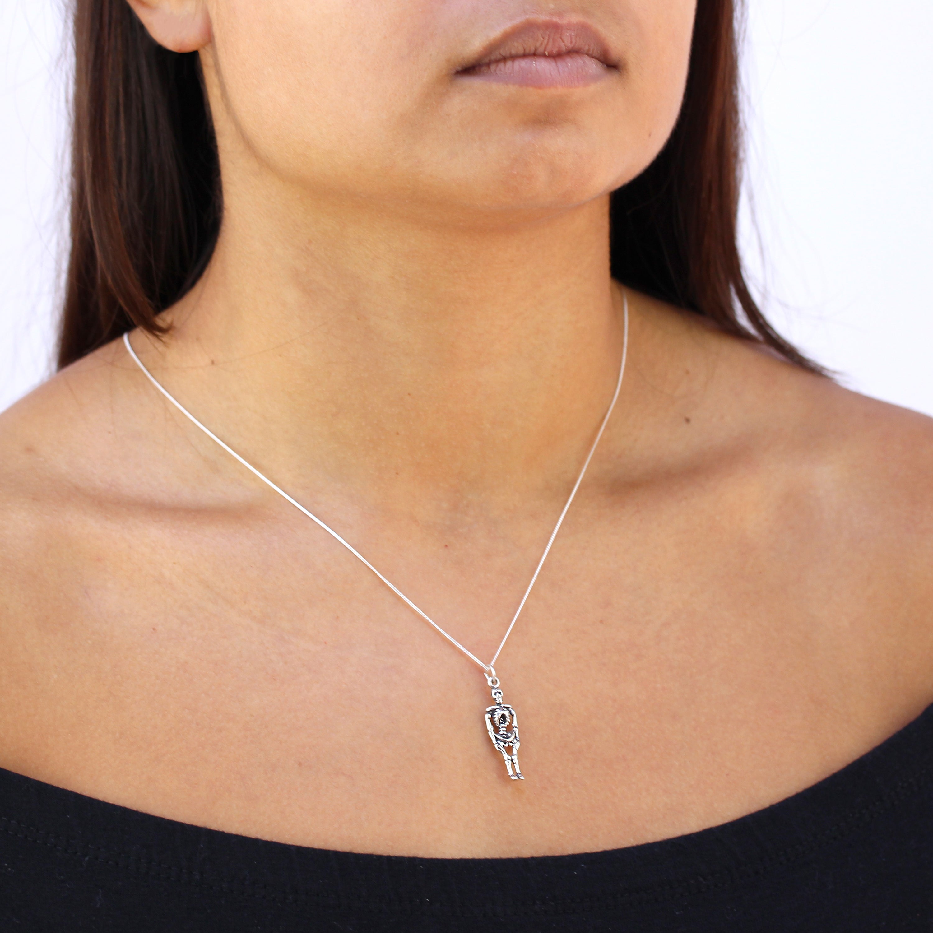 Sterlingsilber Skelett Halskette