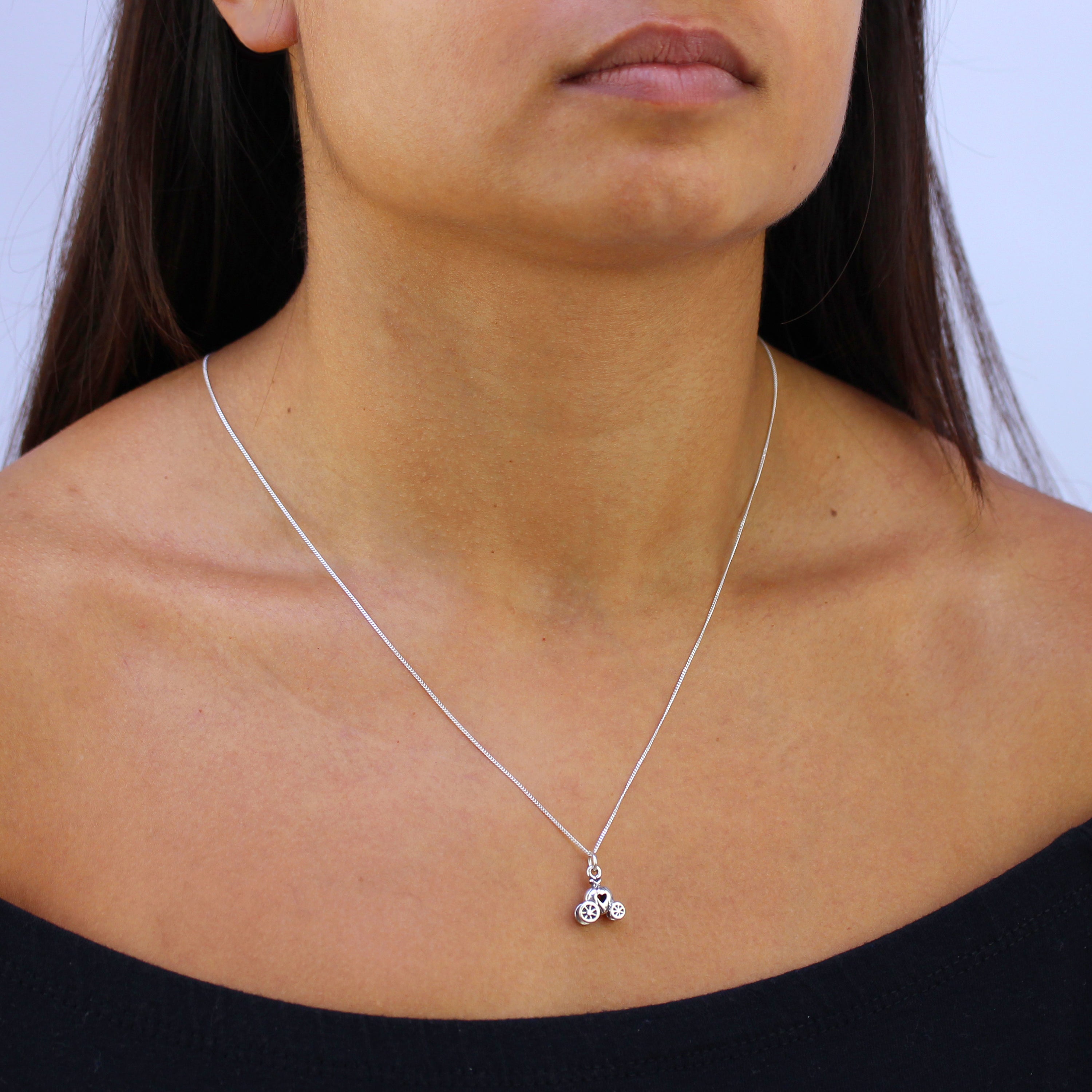Sterlingsilber Prinzessin Kürbis Kutsche Halskette