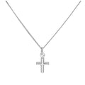 Sterlingsilber Winzig Kreuz Anhänger auf 40,5 + 5 cm Diamantschliff Kette