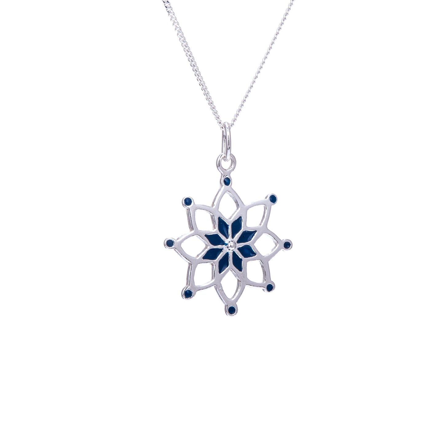 Sterlingsilber & Blau Emaille Traumfänger Halskette