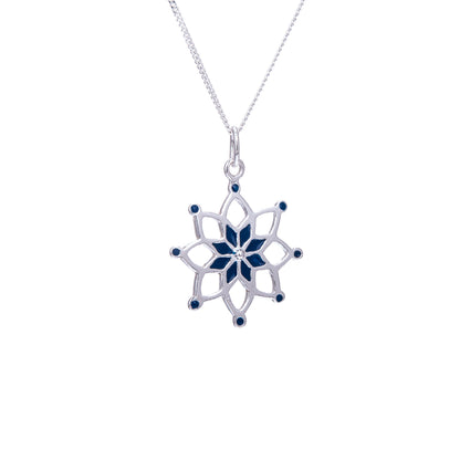 Sterlingsilber & Blau Emaille Traumfänger Halskette