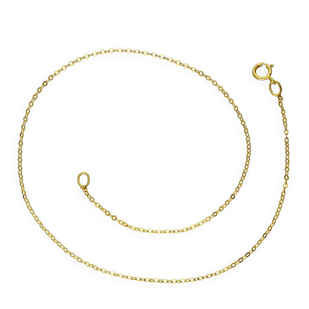 9 Karat Gelbgold Gehämmert Spuren Fußkette 24 cm