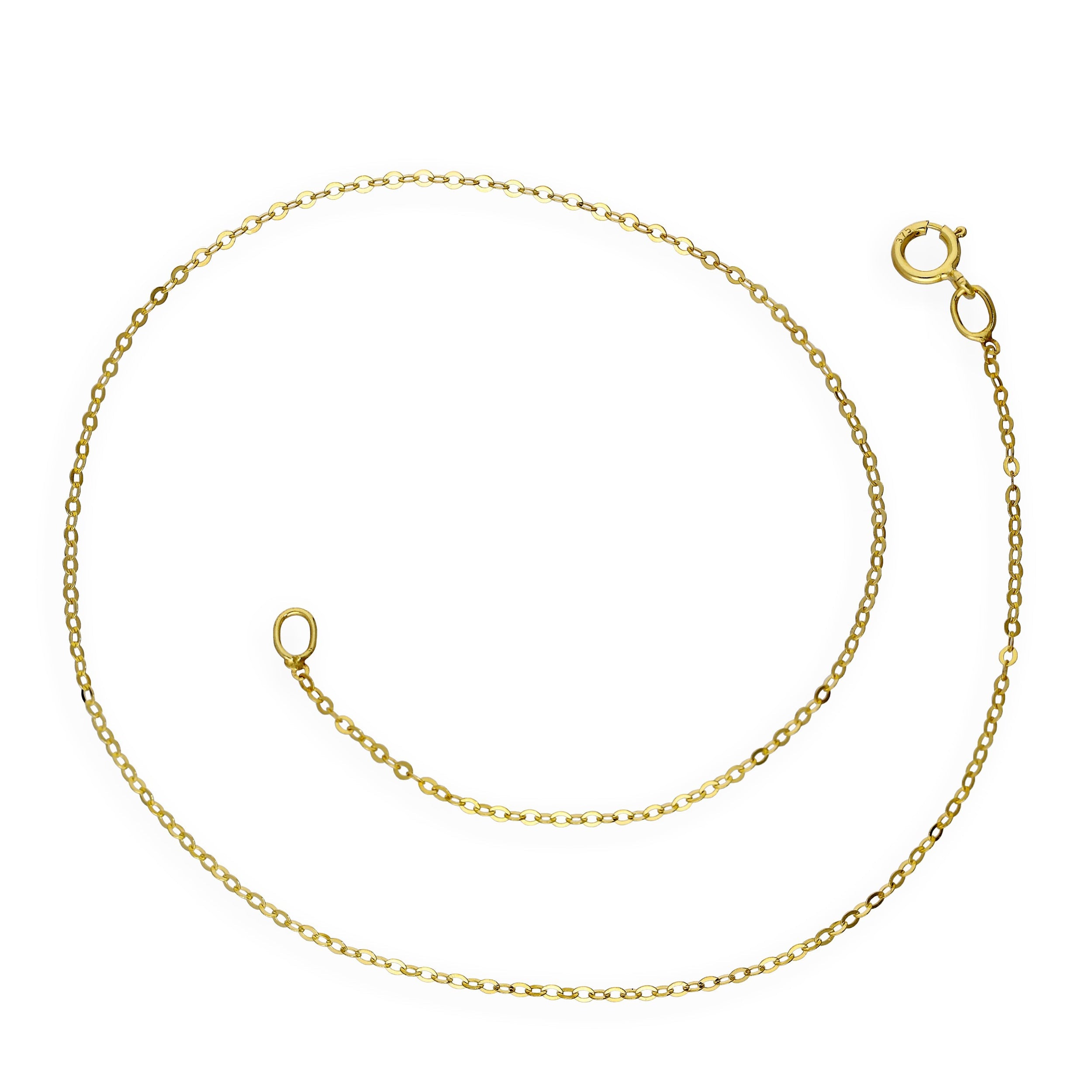9 Karat Gelbgold Gehämmert Spuren Fußkette 24 cm