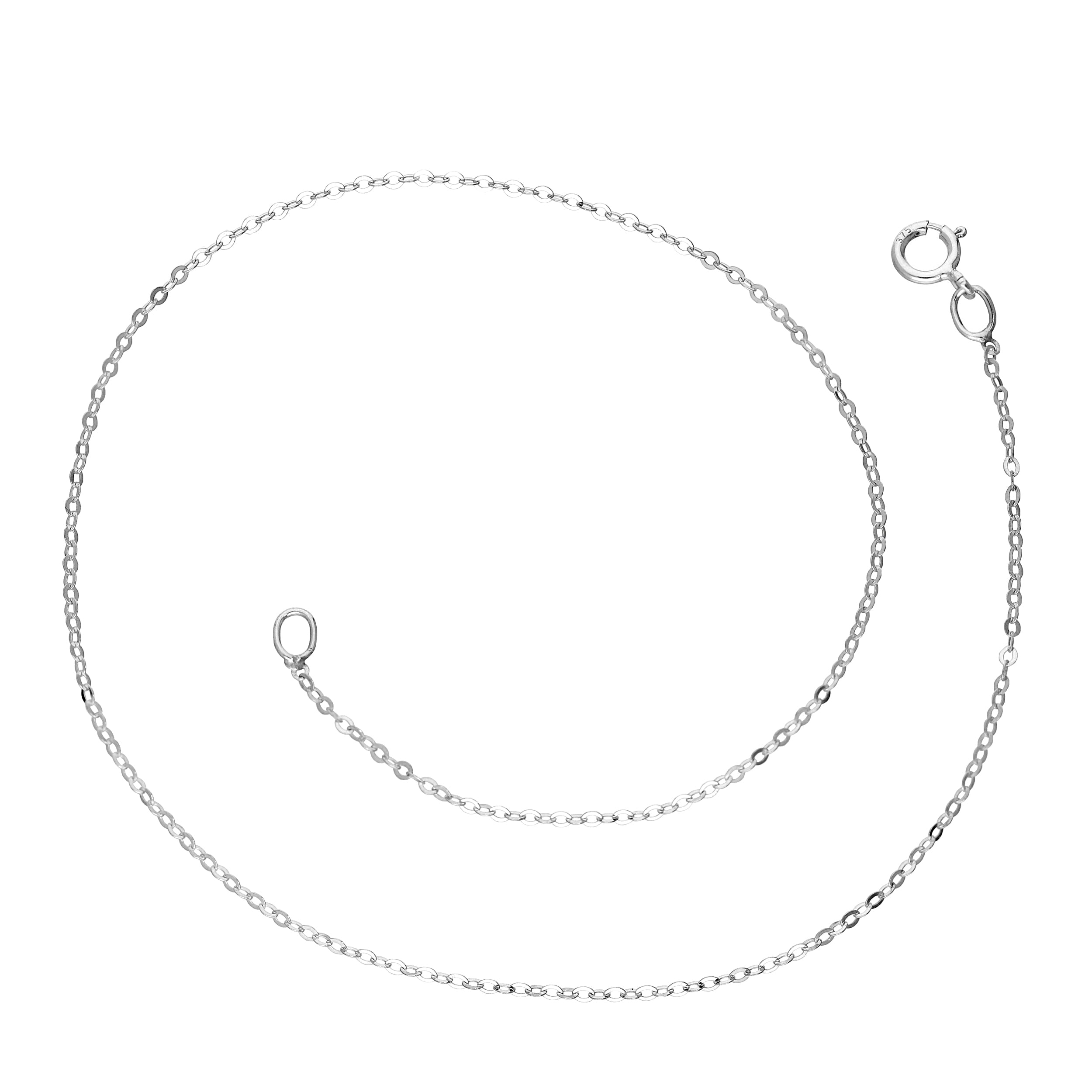 9 Karat Weißgold Gehämmert Spuren Fußkette 24 cm