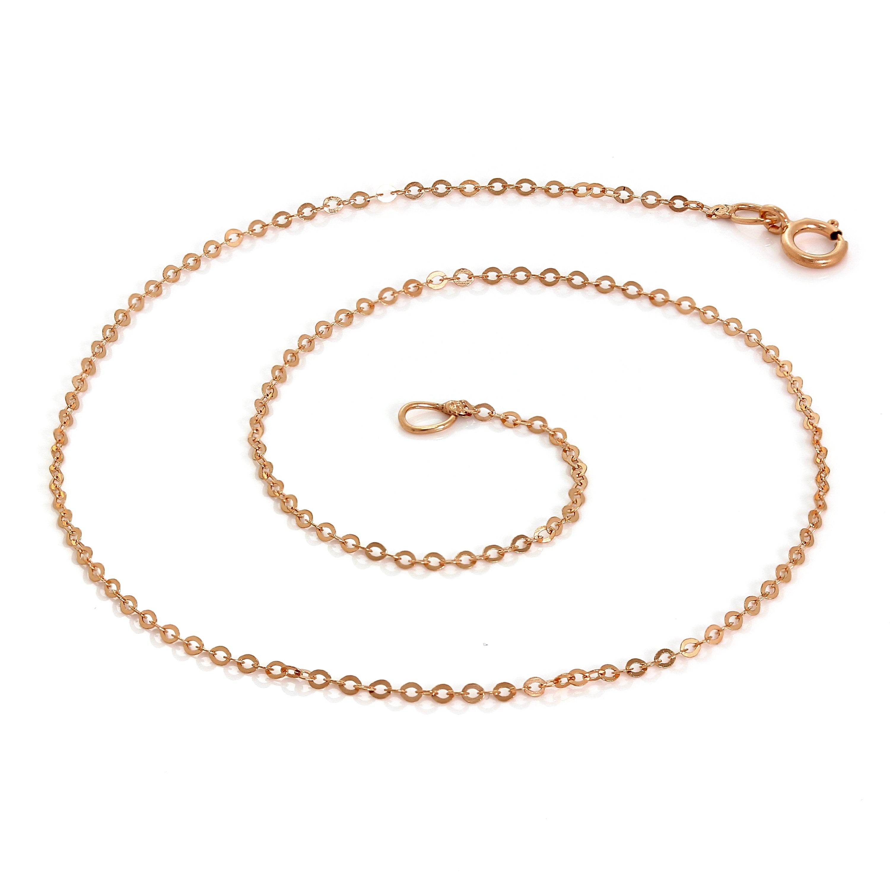 9 Karat Roségold Gehämmert Spuren Fußkette 24 cm