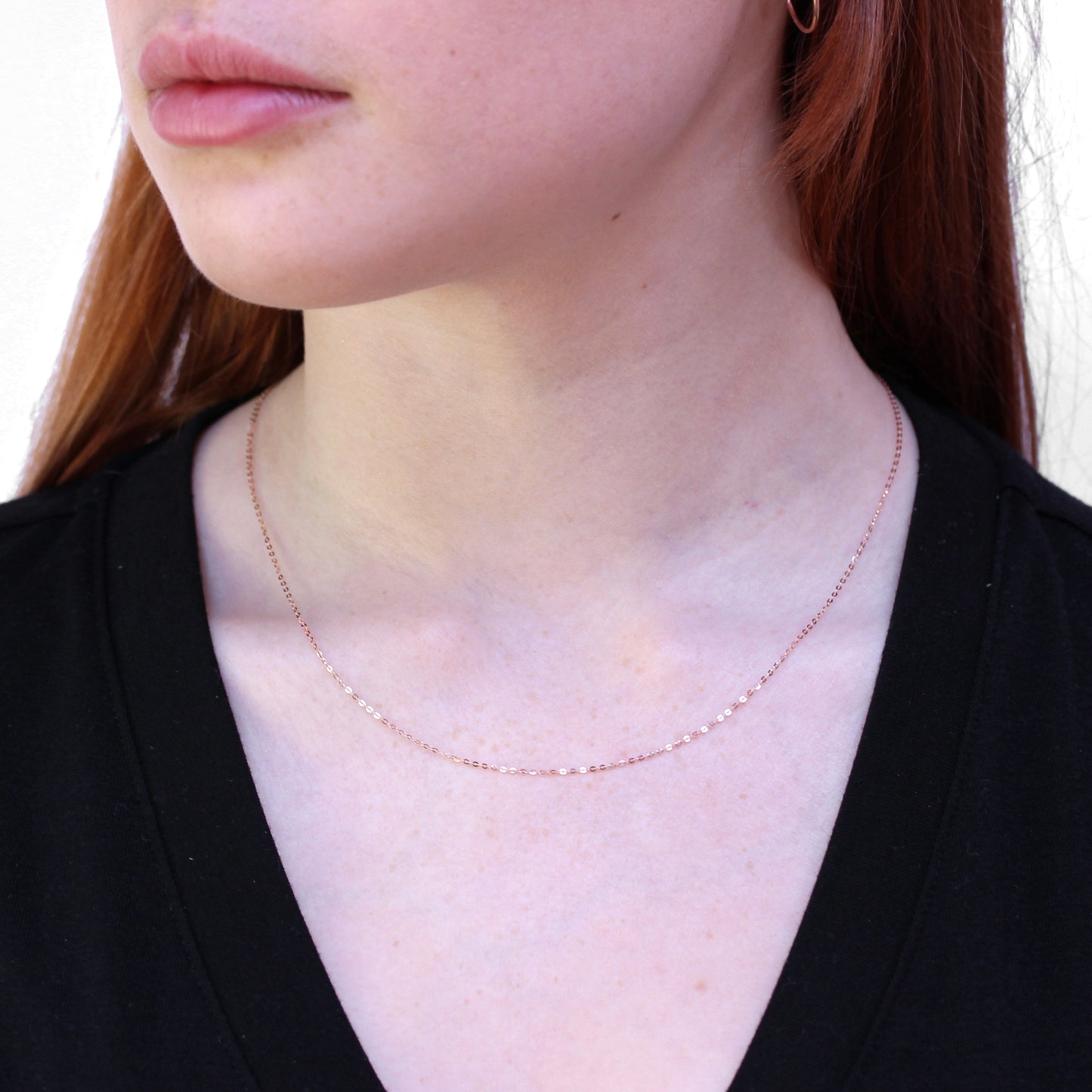 9ct Rose Gold Hammered Trace Chain 16 - 24 Inches