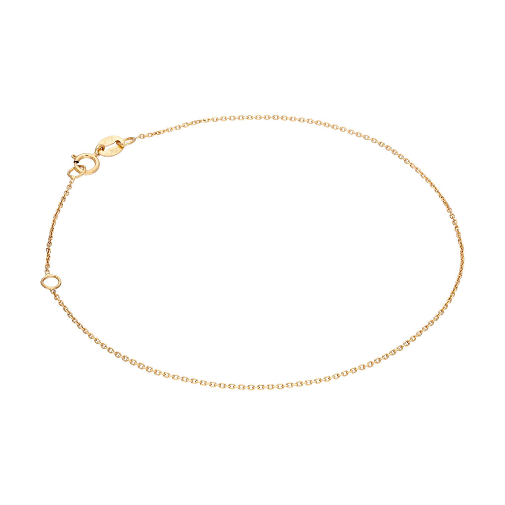9 Karat Gold Facettiert Spurenkette Armband 7 - 20,5 cm