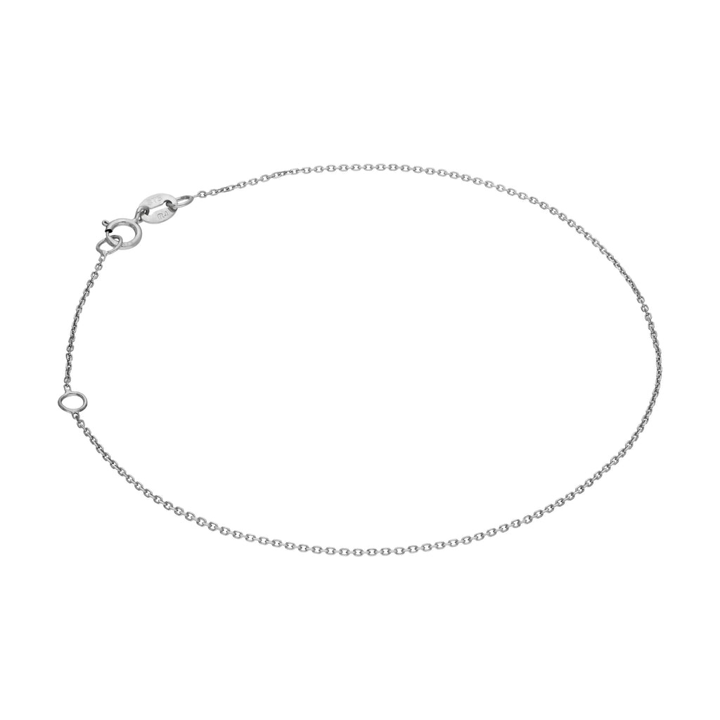 9 Karat Weißgold Facettiert Spurenkette Armband 7 - 20,5 cm