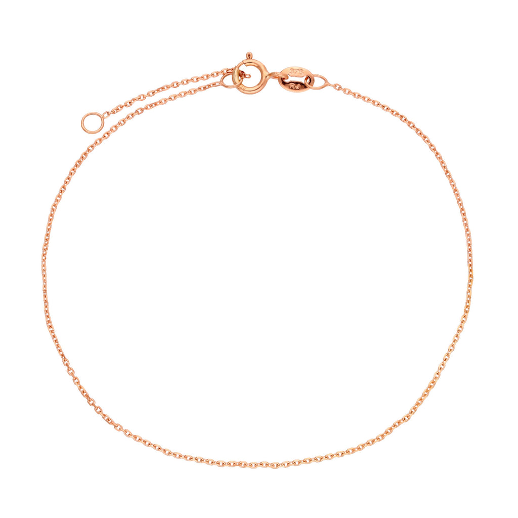 9 Karat Roségold Facettiert Spurenkette Armband Kette 7 - 20,5 cm