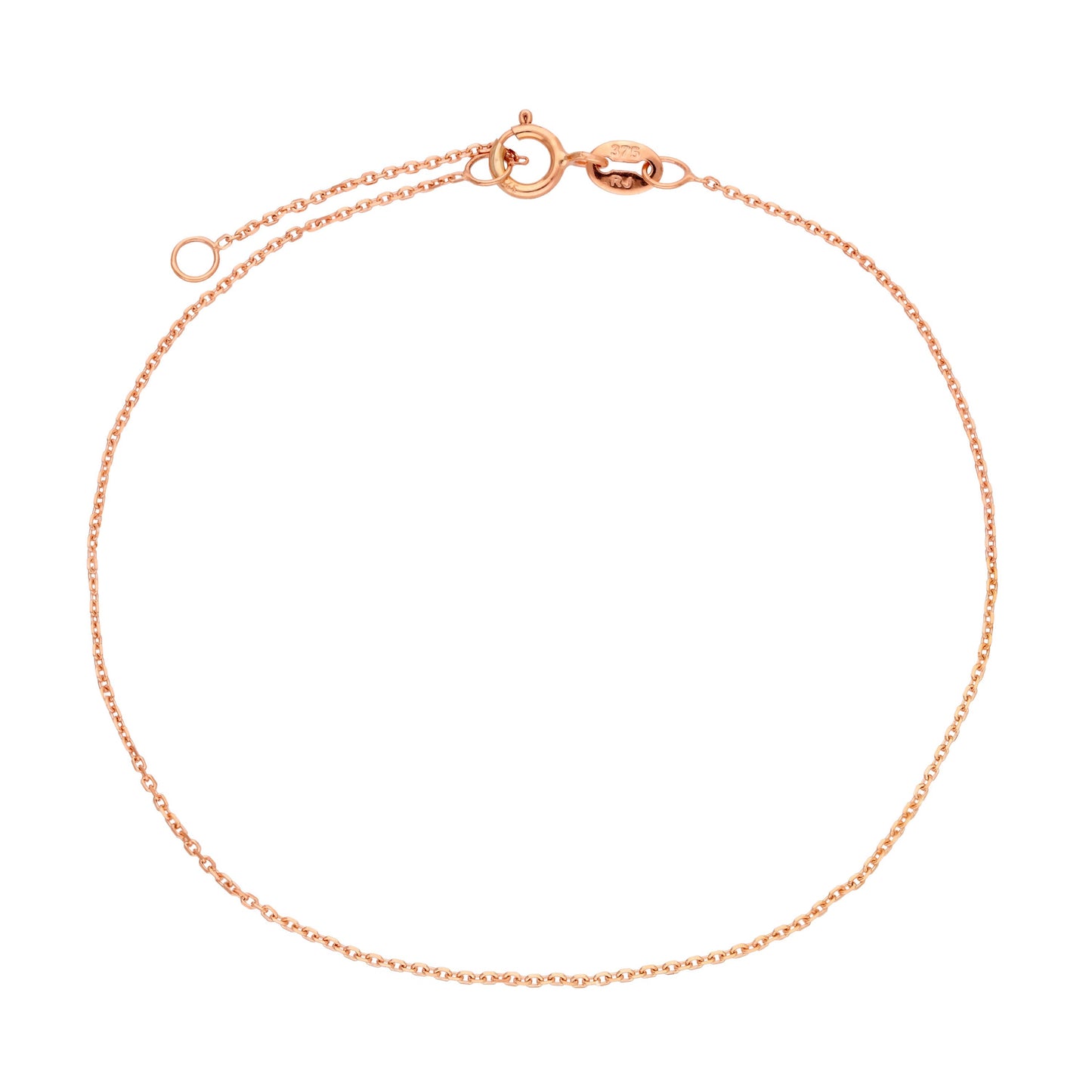 9 Karat Roségold Facettiert Spurenkette Armband Kette 7 - 20,5cm