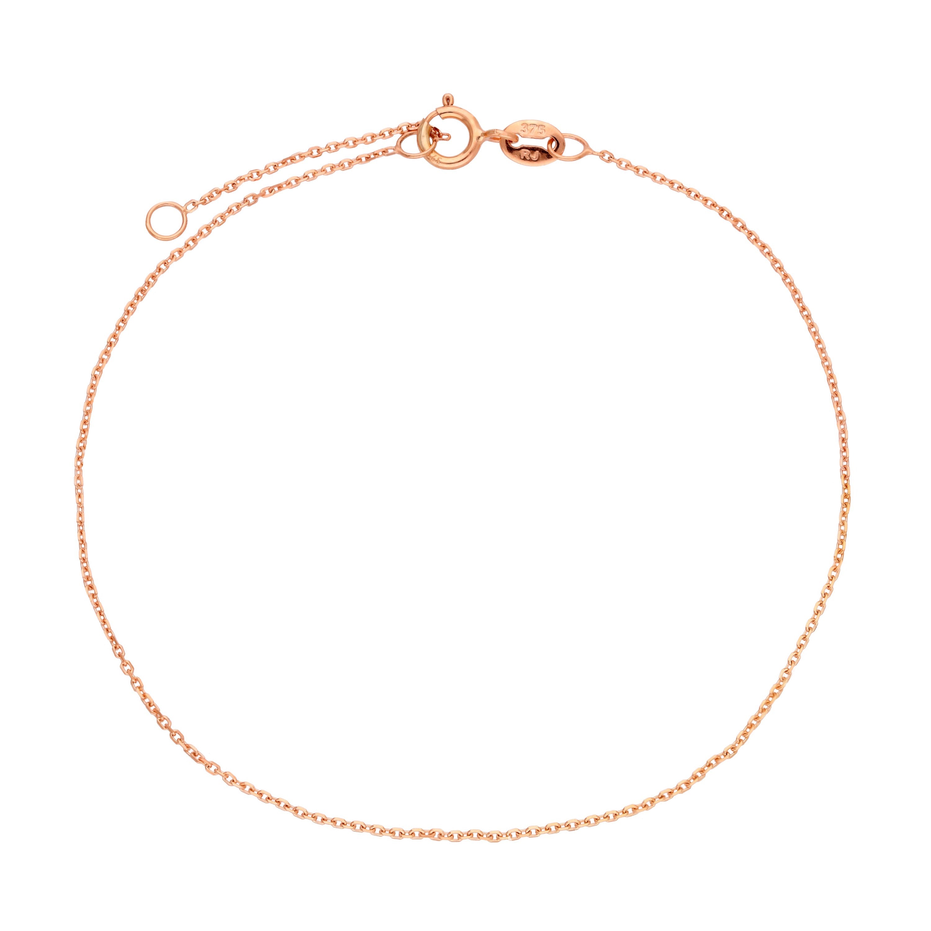 9 Karat Roségold Facettiert Spurenkette Armband Kette 7 - 20,5 cm