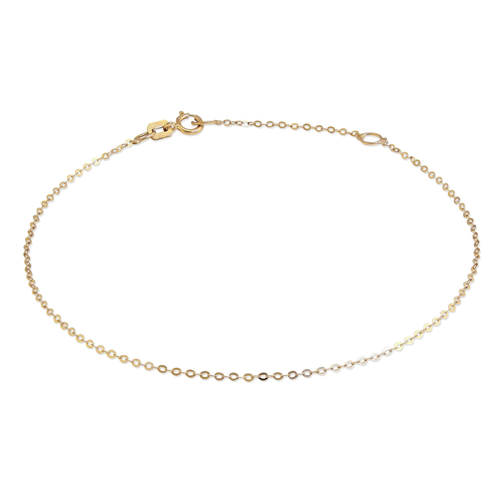9 Karat Gold Gehämmert Spurenkette Armband 7 - 20,5 cm