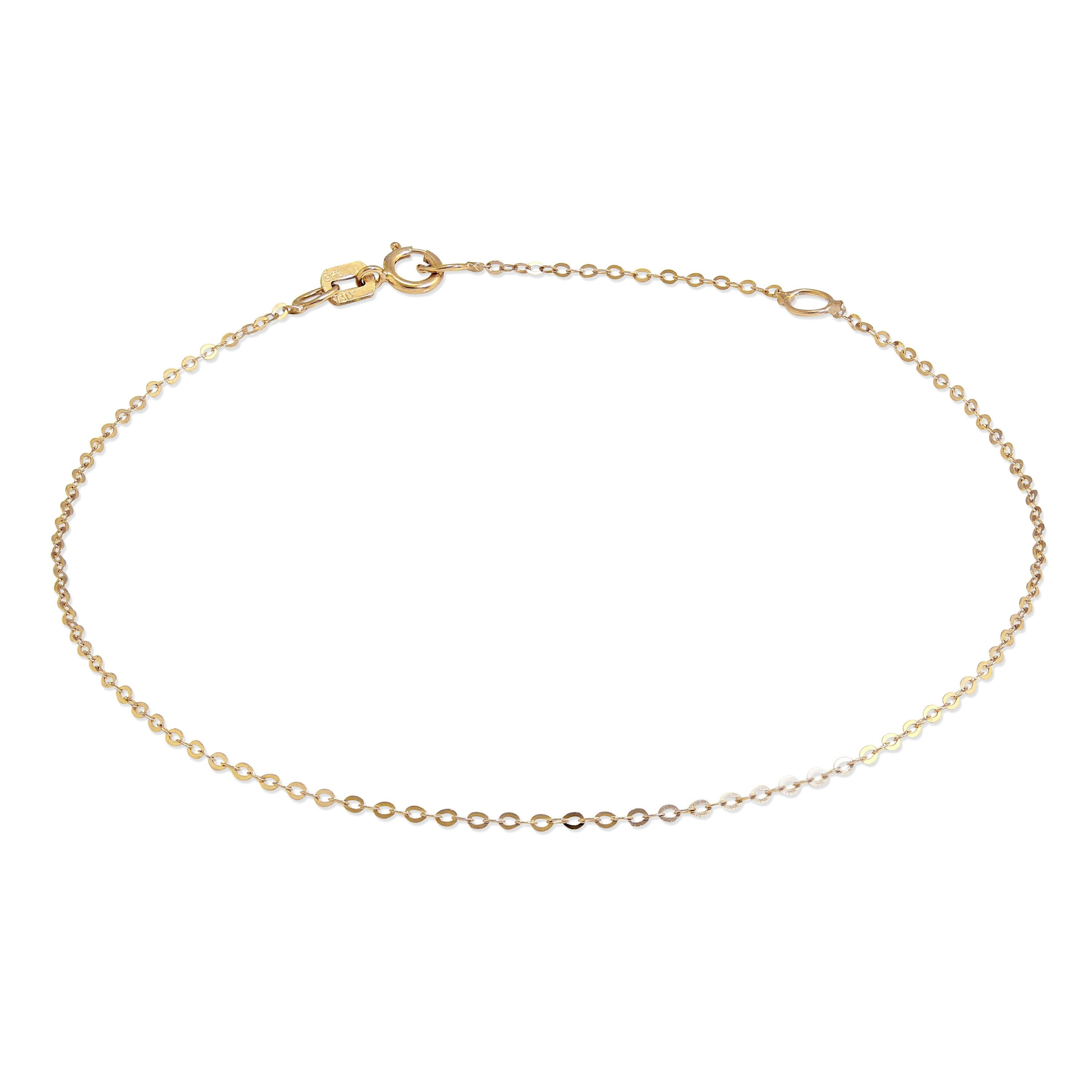 9 Karat Gold Gehämmert Spurenkette Armband 7 - 20,5 cm