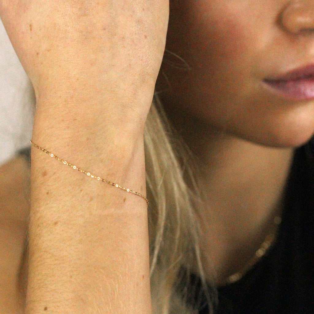9 Karat Gold Gehämmert Spurenkette Armband 7 - 20,5 cm