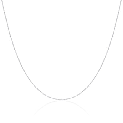 Singapur-Kette aus 9 Karat Weißgold 16–22 Zoll