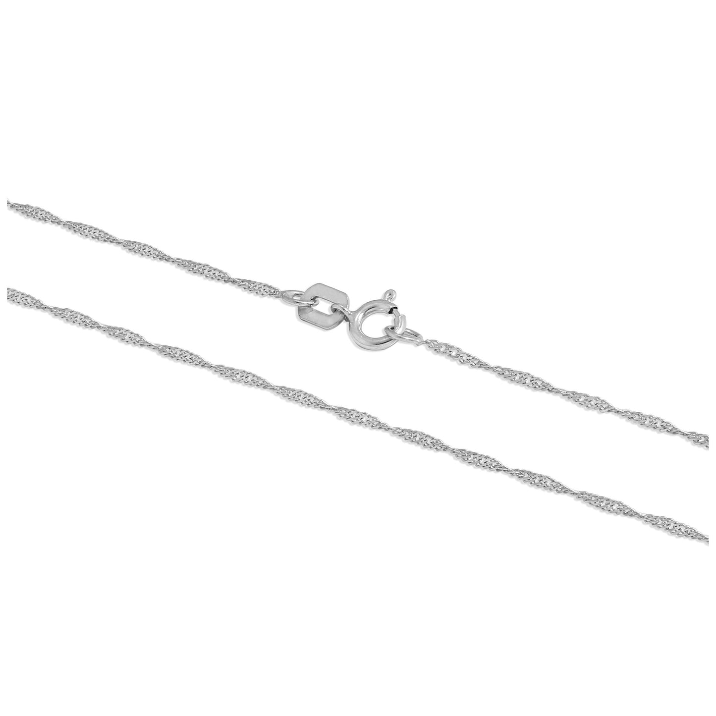Singapur-Kette aus 9 Karat Weißgold 16–22 Zoll