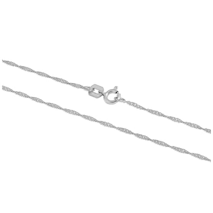 Singapur-Kette aus 9 Karat Weißgold 16–22 Zoll