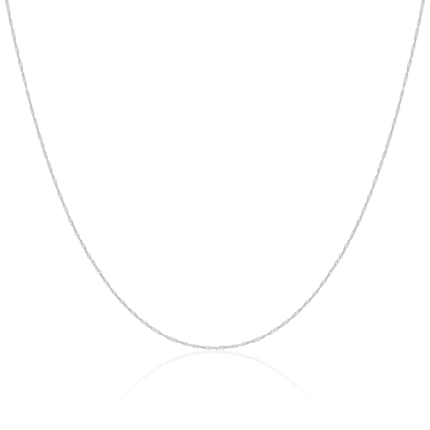 Singapur-Kette aus 9 Karat Weißgold 16–22 Zoll