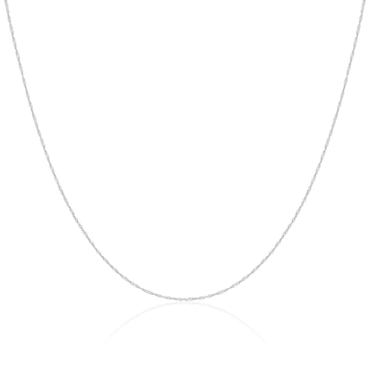 Singapur-Kette aus 9 Karat Weißgold 16–22 Zoll