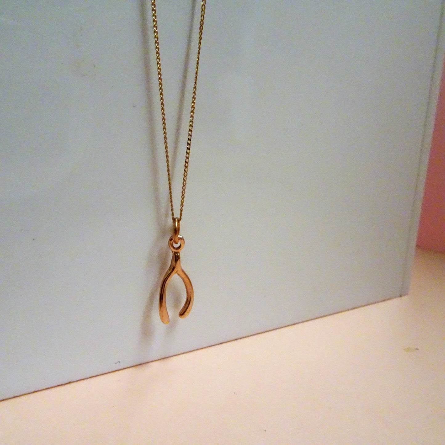 9 Karat Roségold Wünschelrute Halskette - 45,5cm Kette