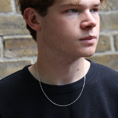 Sterling Silber Diamantschliff Figaro-Kette 14 - 24 Zoll