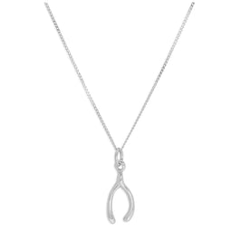 9 Karat Weißgold Wünschelrute Halskette - 45,5 cm Kette