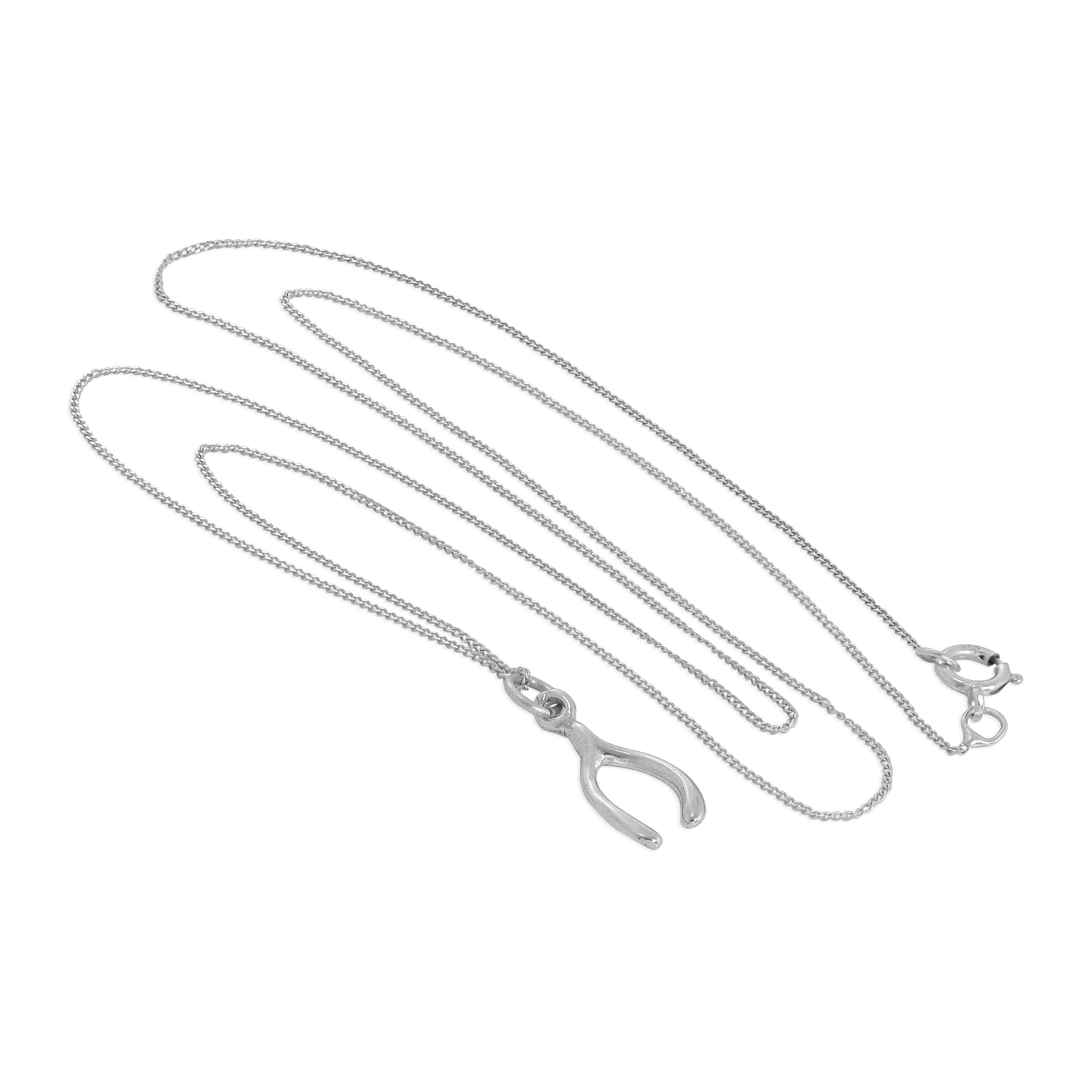 9 Karat Weißgold Wünschelrute Halskette - 45,5 cm Kette