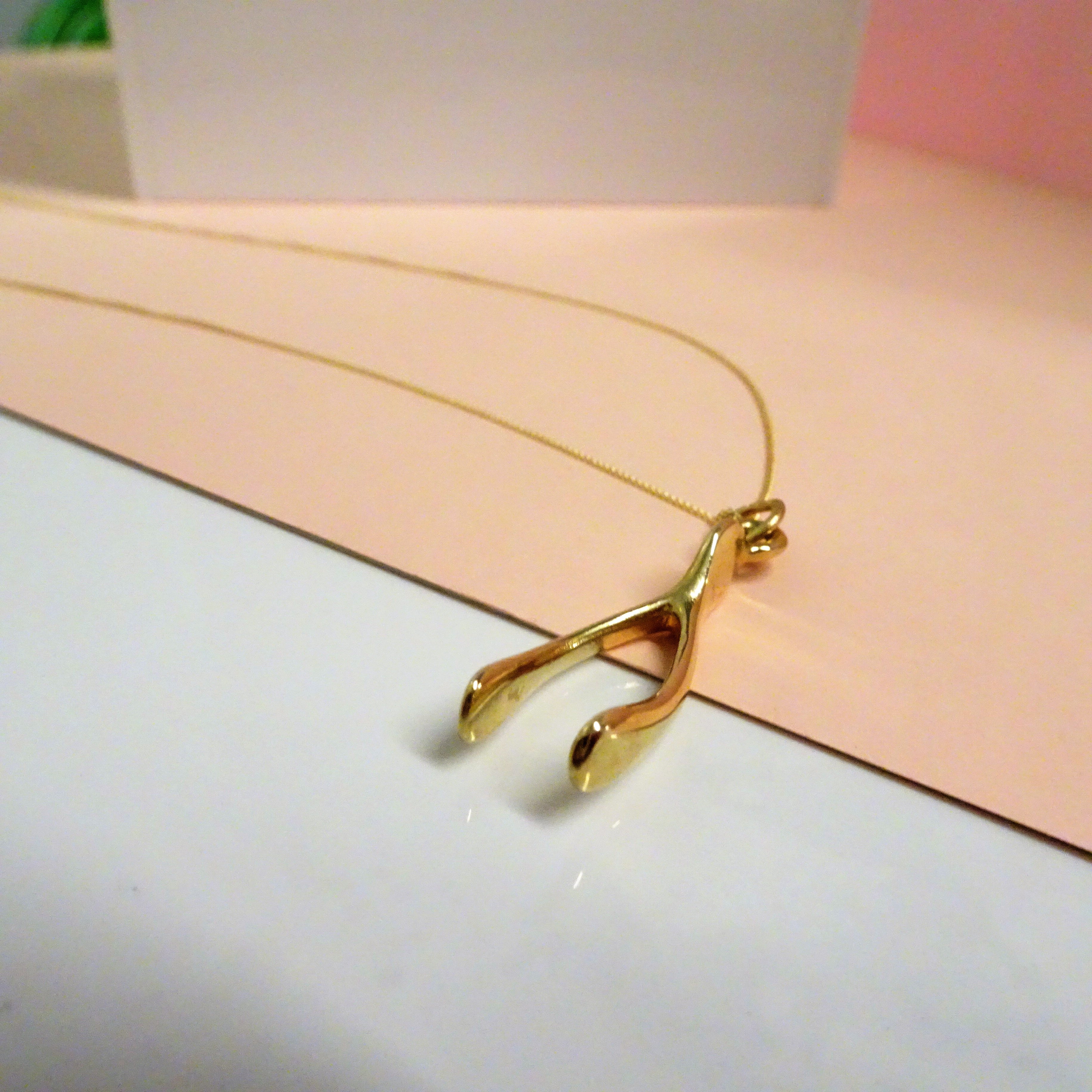9 Karat Gold Wünschelrute Halskette - 45,5 cm Kette