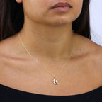 9 Karat Gold Eule auf Mond Sitzend Halskette - 45,5 cm Kette