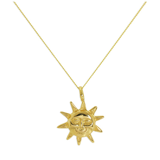 9 Karat Gold Sonne Halskette - 45,5cm Kette