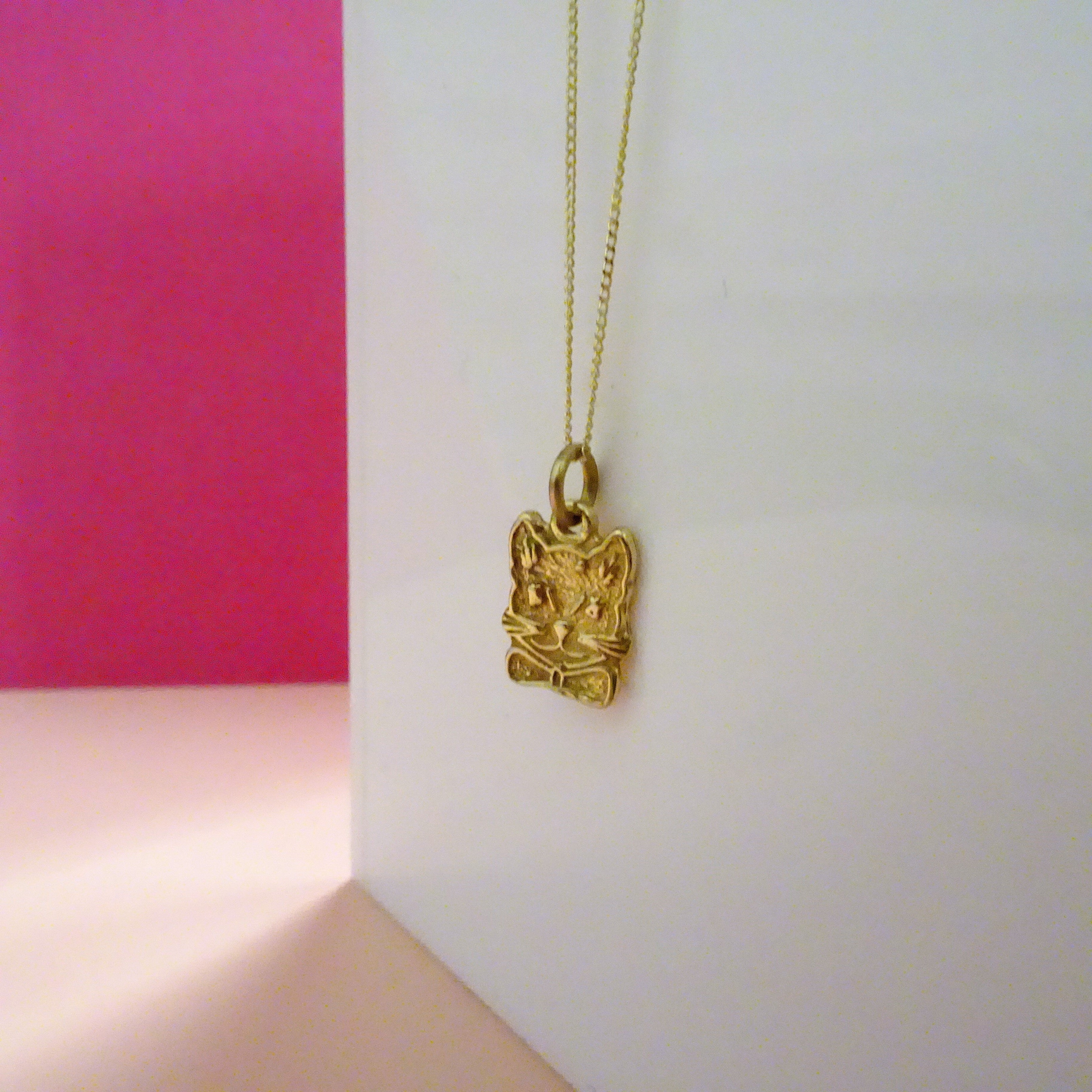 9 Karat Gold Katze Halskette - 45,5 cm Kette