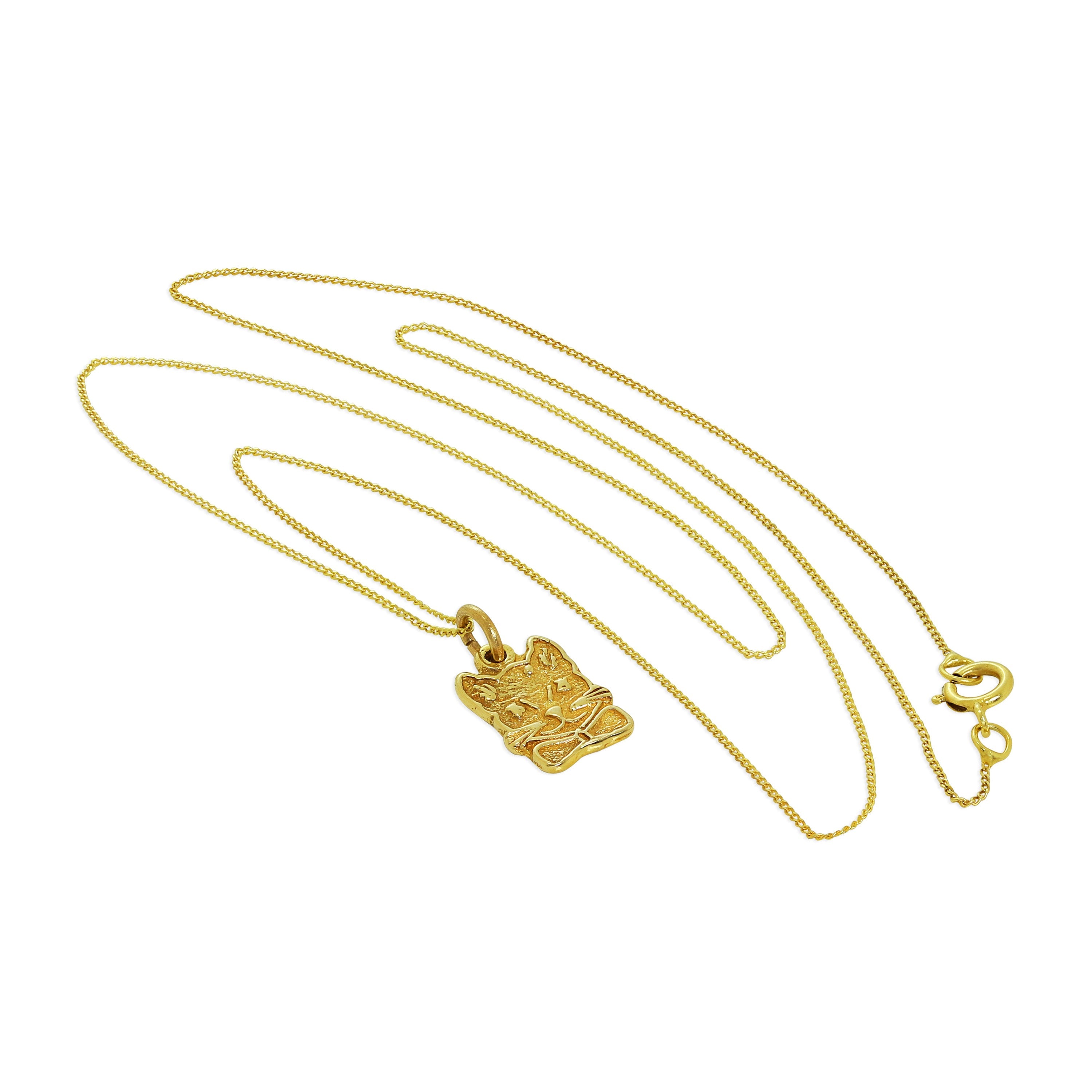 9 Karat Gold Katze Halskette - 45,5 cm Kette