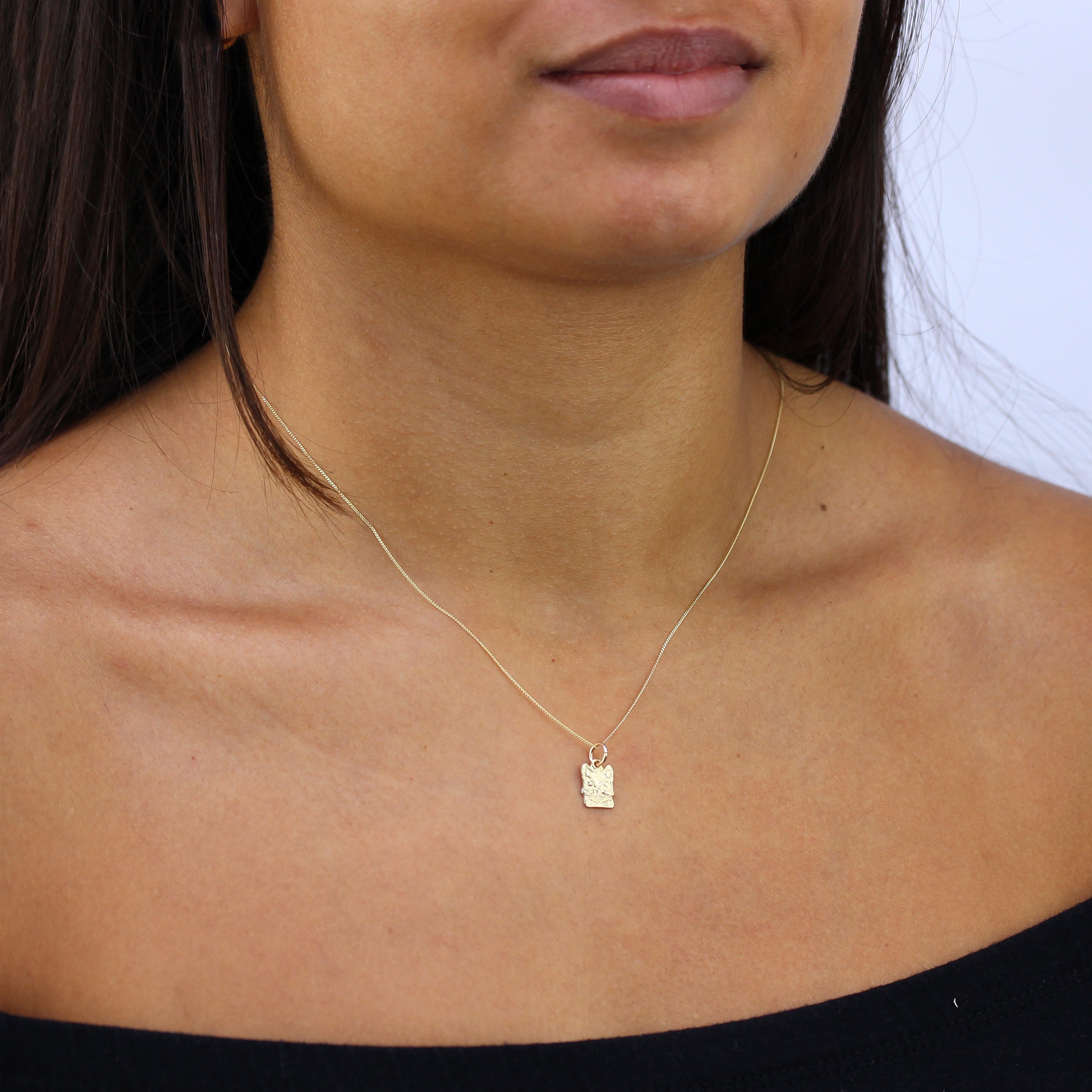 9 Karat Gold Katze Halskette - 45,5 cm Kette
