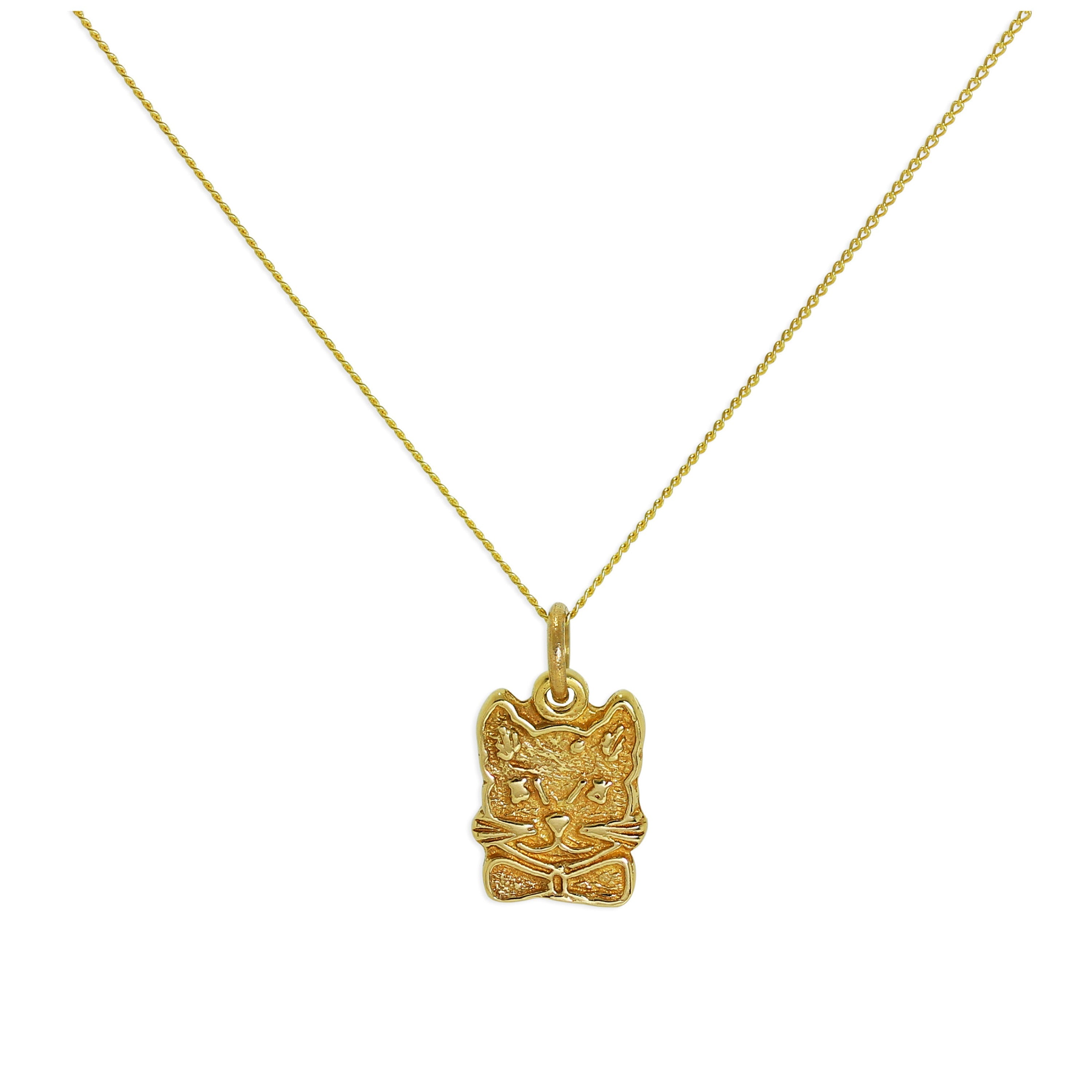 9 Karat Gold Katze Halskette - 45,5 cm Kette