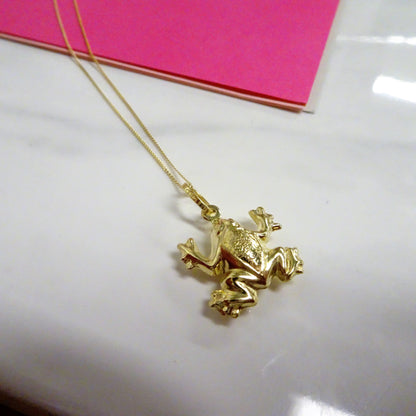 9 Karat Hohl Gold Frosch Halskette - 45,5cm Kette