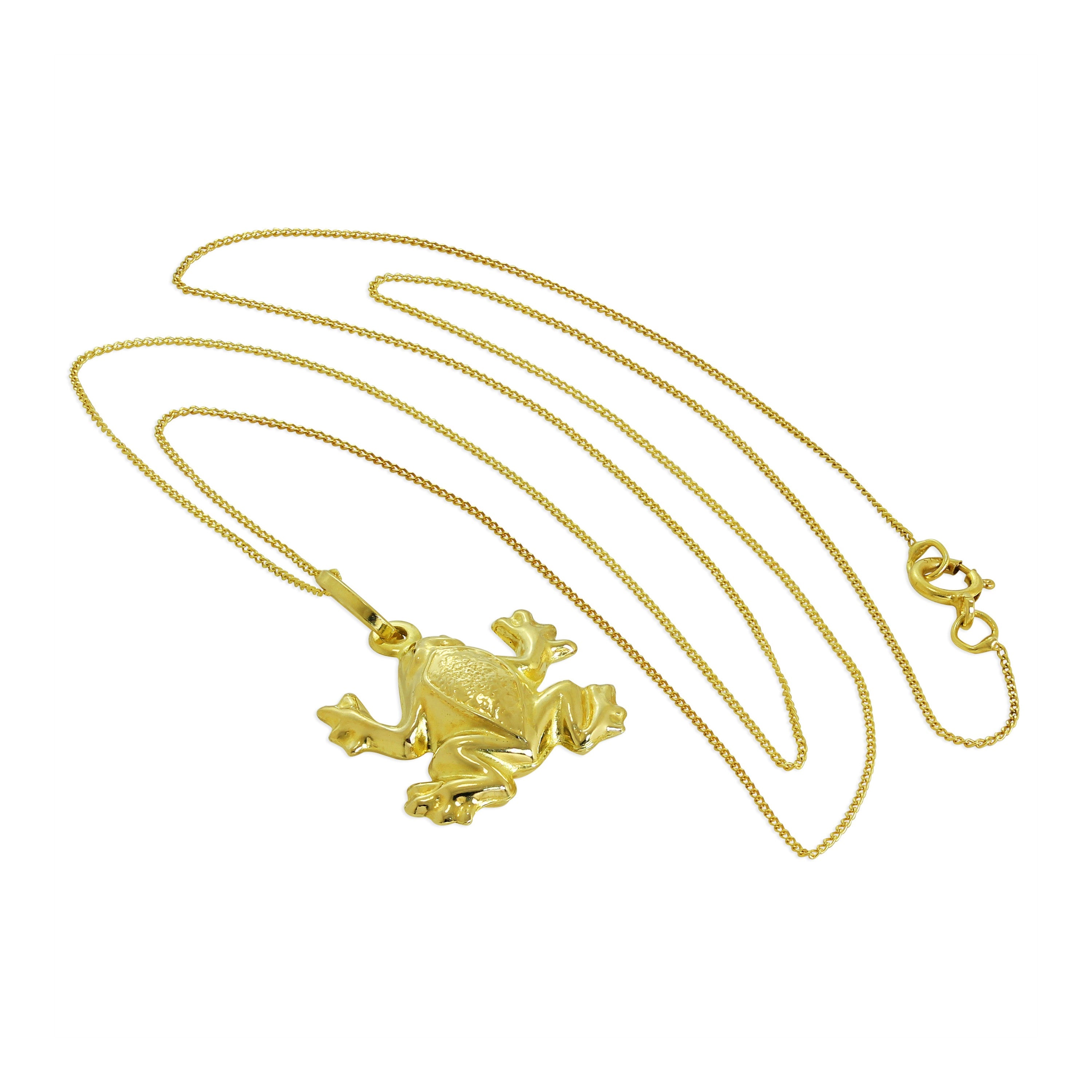 9 Karat Hohl Gold Frosch Halskette - 45,5 cm Kette