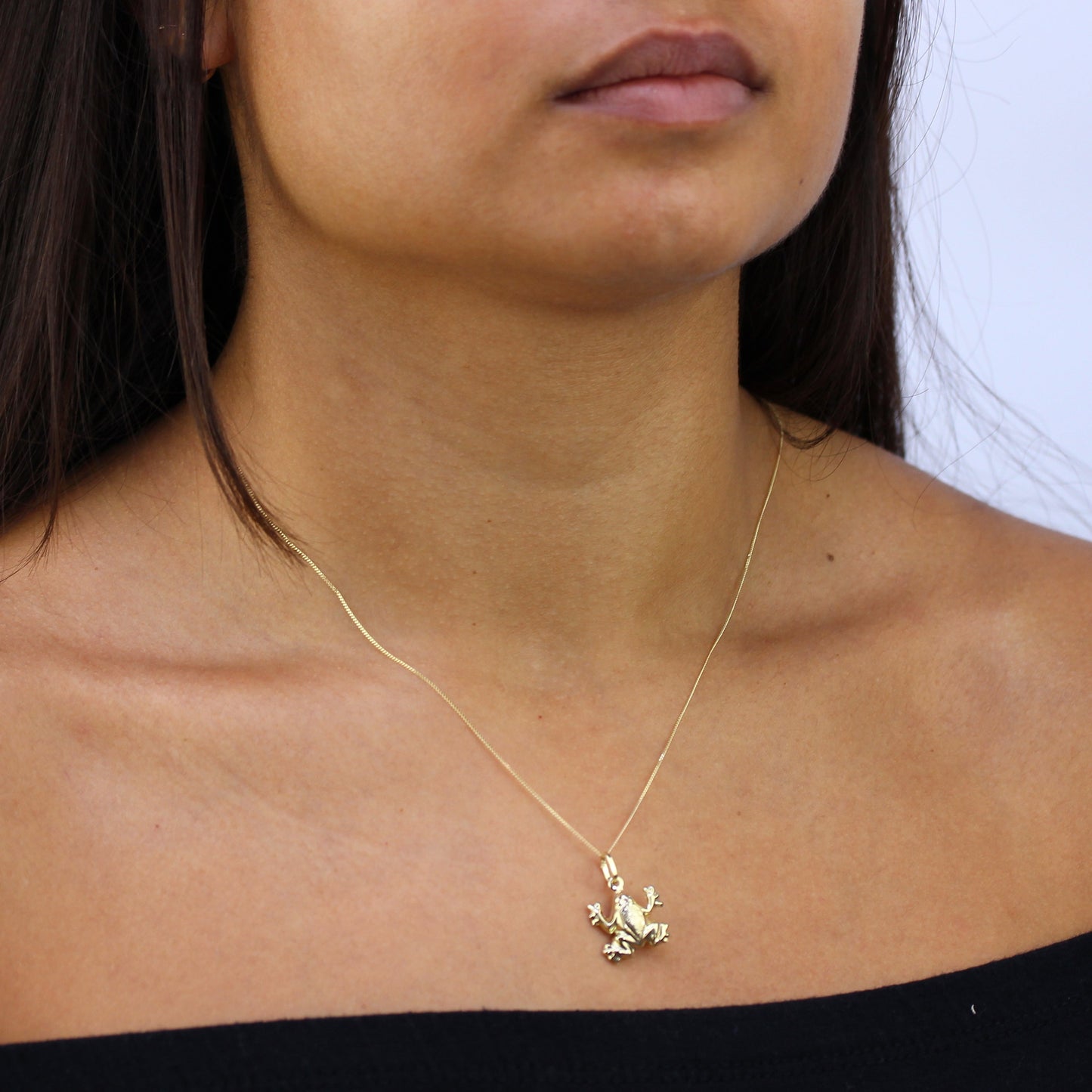 9 Karat Hohl Gold Frosch Halskette - 45,5cm Kette