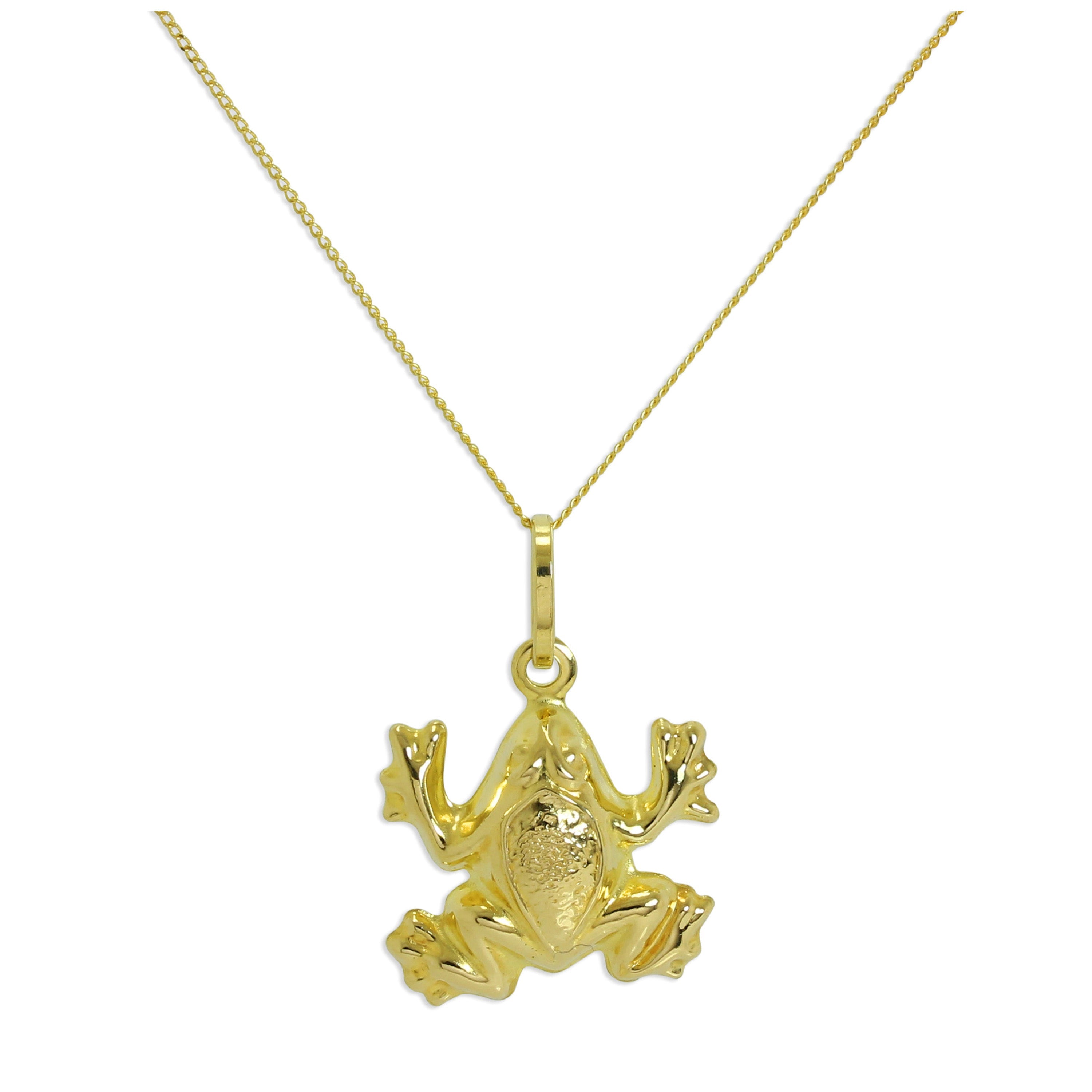 9 Karat Hohl Gold Frosch Halskette - 45,5 cm Kette